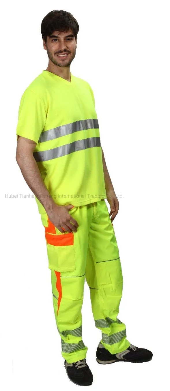 Calças refletivas personalizadas de moda masculina de alta visibilidade Vestuário de trabalho de segurança En20471